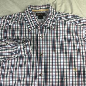 Ariat Men's M Cotton White Blue Red Plaid Long Sleeve Button Down Shirt Worker